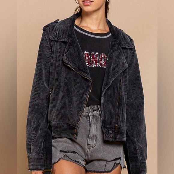 POL Easy Rider Lux Vintage Distressed  Corduroy Zip Front Moto Jacket Size M NEW - Picture 10 of 13